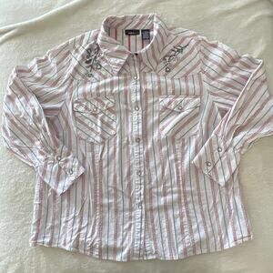 Mixit Women's Western Style Pearl Snap Button-Up Shirt - Plus Size 2XL